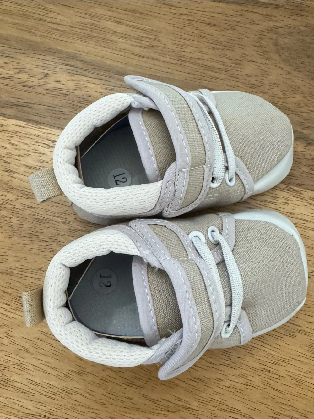 Neutral Beige Baby Walker Sneakers with Elephant Stitch